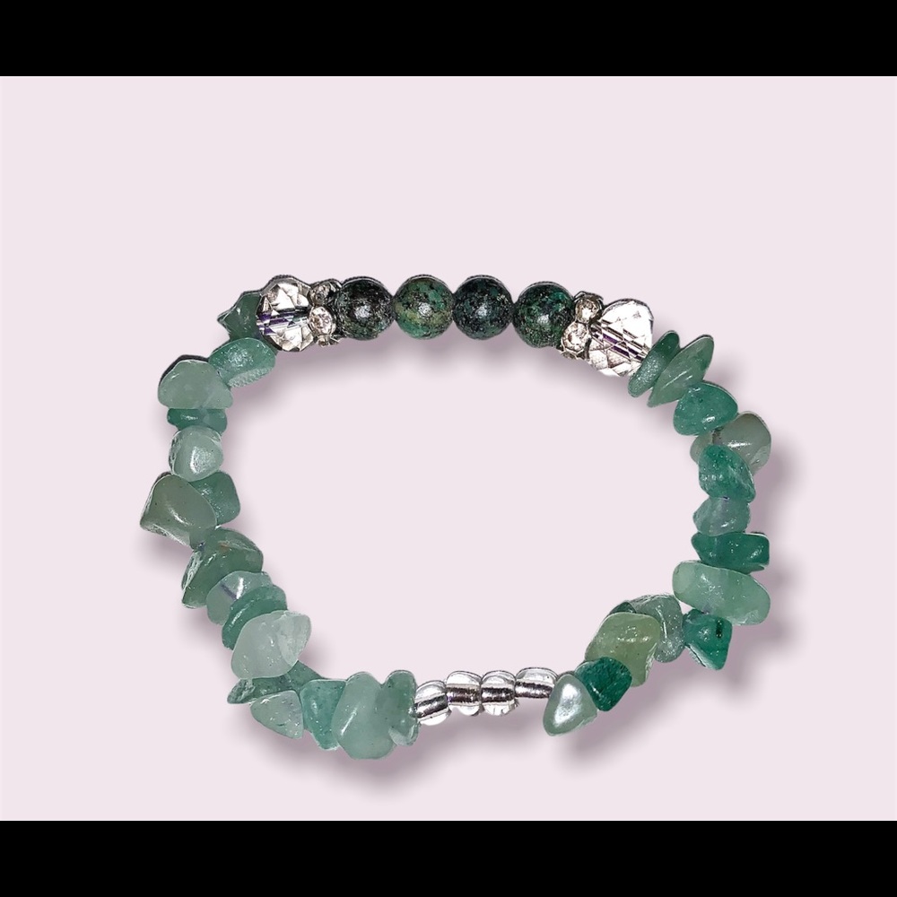 Natural African Turquoise and Green Aventurine Bracelet